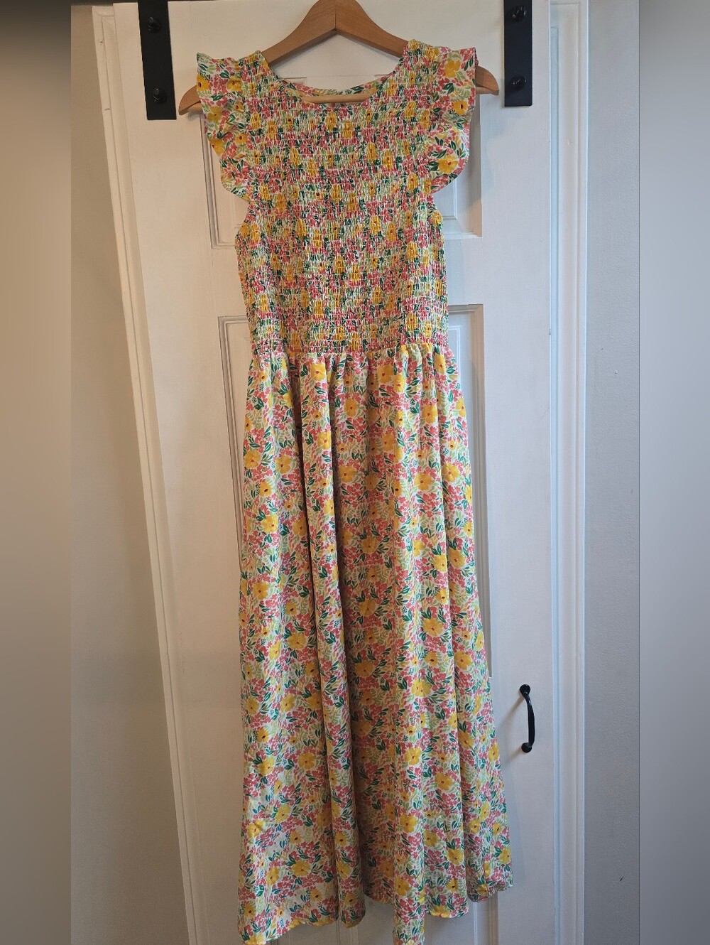 Yellow Floral Smocked Girls' Dress